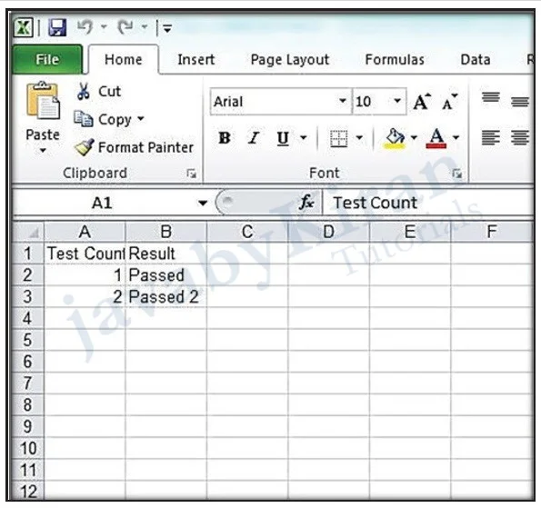 Example .xls excel sheet in java project