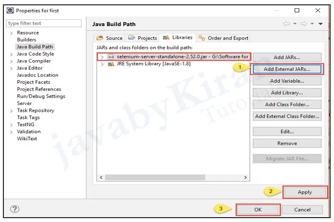 Steps to add selenium jar file in java project in eclipse